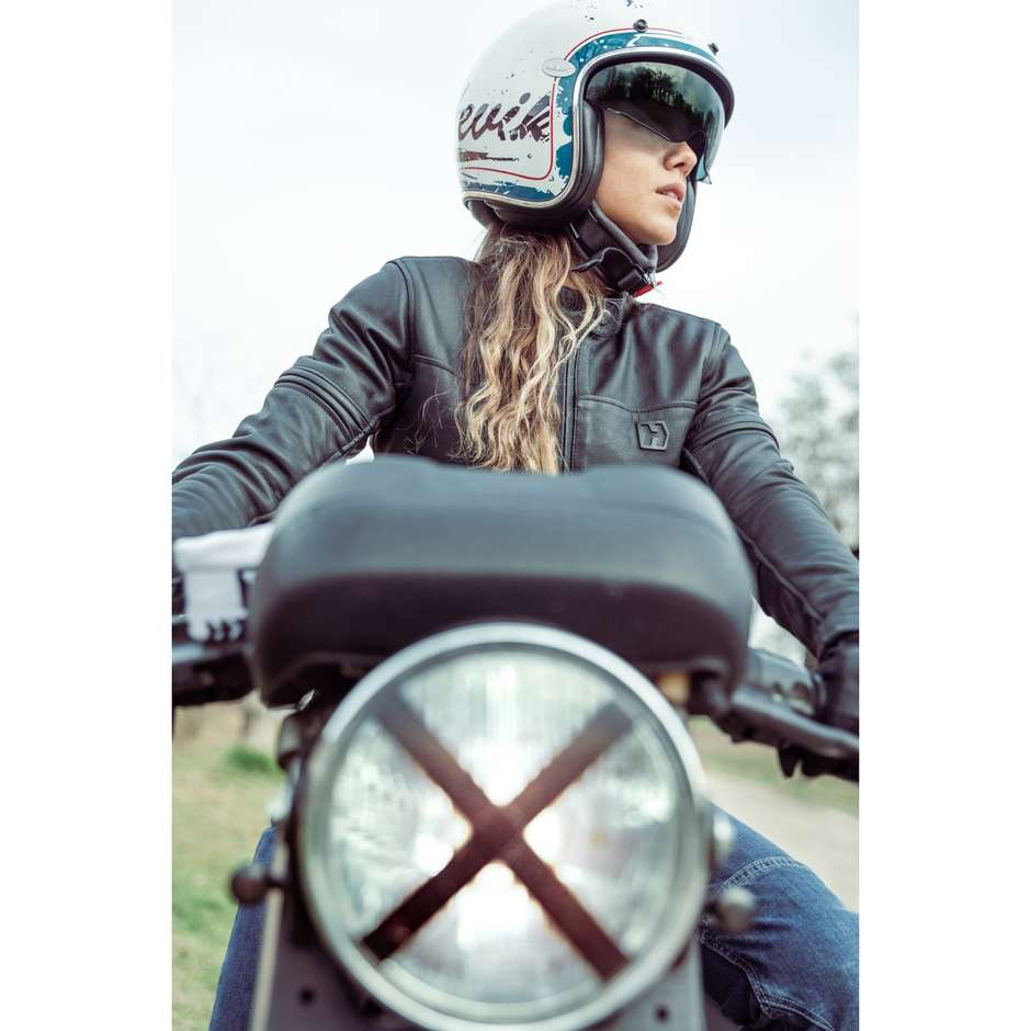 Giubbotto Moto Donna Custom In Pelle Hevik MUSTANG LIGHT LADY Nero
