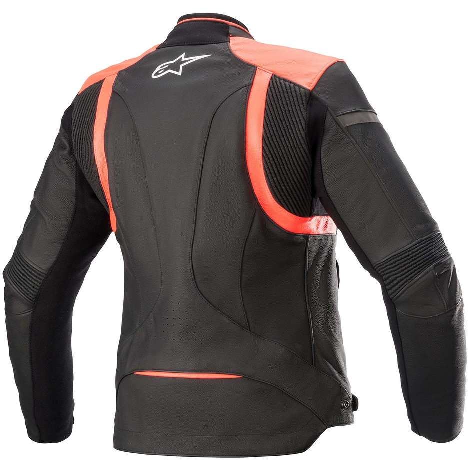 Giubbotto Moto Donna in pelle Alpinestars STELLA KIRA V2 Nero Corallo