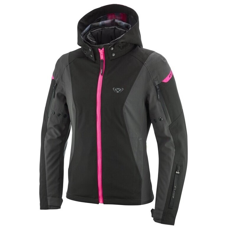 Giubbotto Moto Donna BURNING LADY Antracite Nero Rosa taglia 2XL