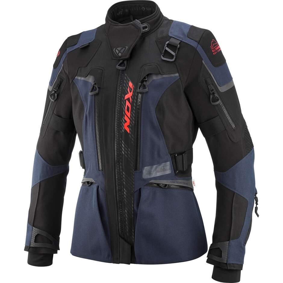 Giubbotto Moto Donna Ixon ODIN LADY Navy Nero Rosso Vivo