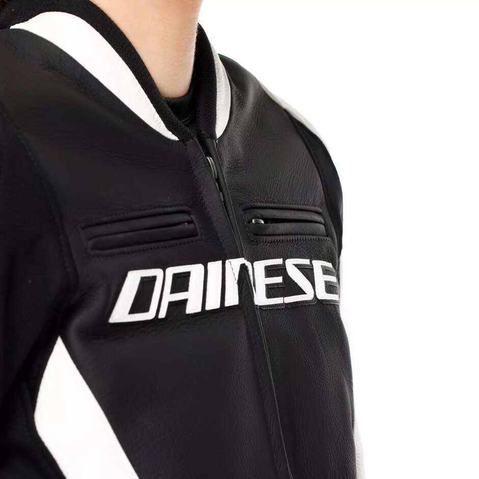 Giubbotto Moto Donna Pelle Dainese RACING 5 WMN # Nero Bianco