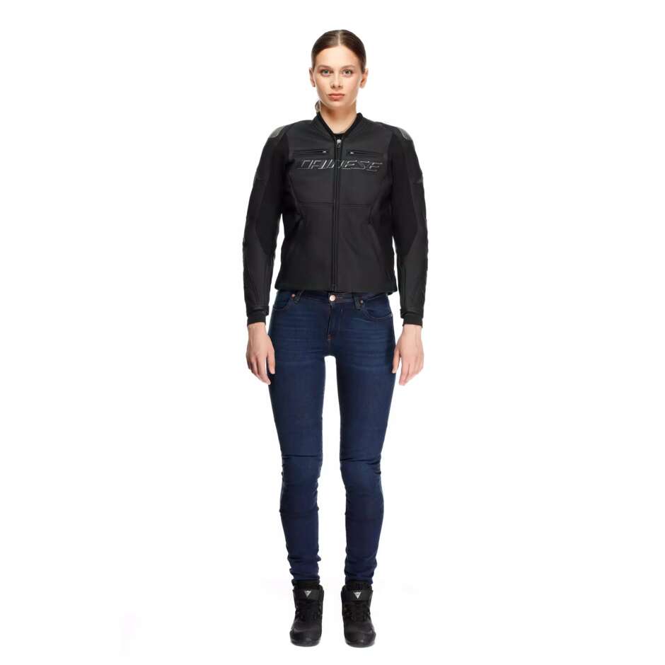 Giubbotto Moto Donna Pelle Dainese RACING 5 WMN # Nero