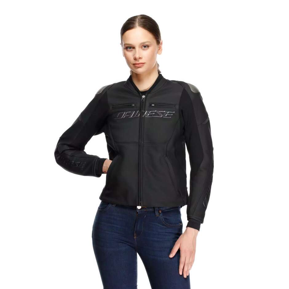 Giubbotto Moto Donna Pelle Dainese RACING 5 WMN # Nero