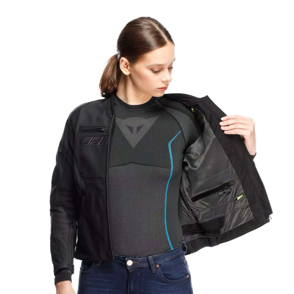 Giubbotto Moto Donna Pelle Dainese RACING 5 WMN # Nero