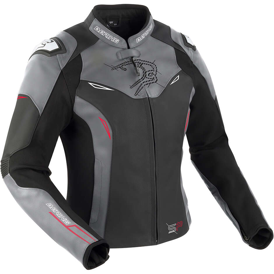 Giubbotto Moto Donna Pelle-Tessuto LADY SNAP Nero Gri taglia 36
