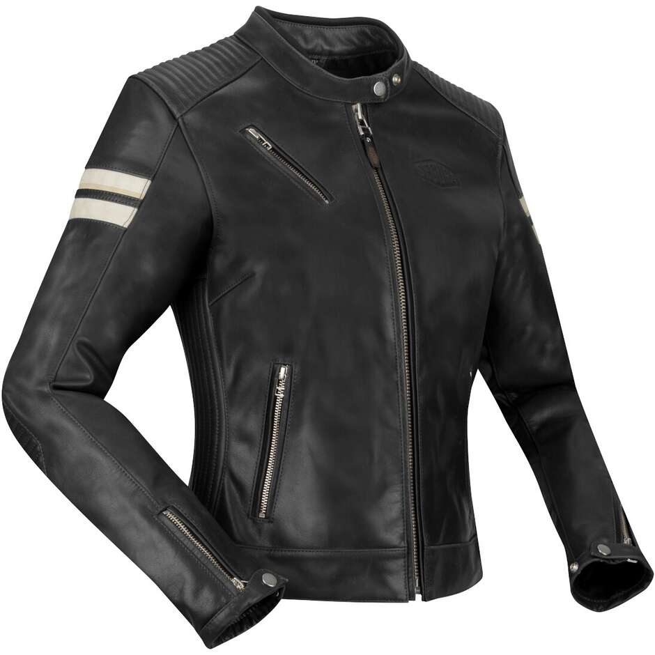 Giubbotto Moto Donna LADY ROMEO Nero Bianco taglia 48