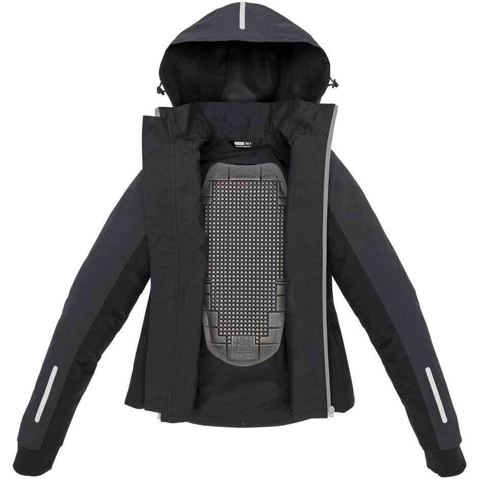 Giubbotto Moto Donna Spidi HOODIE H2OUT II LADY Nero Antracite Rosso fluo