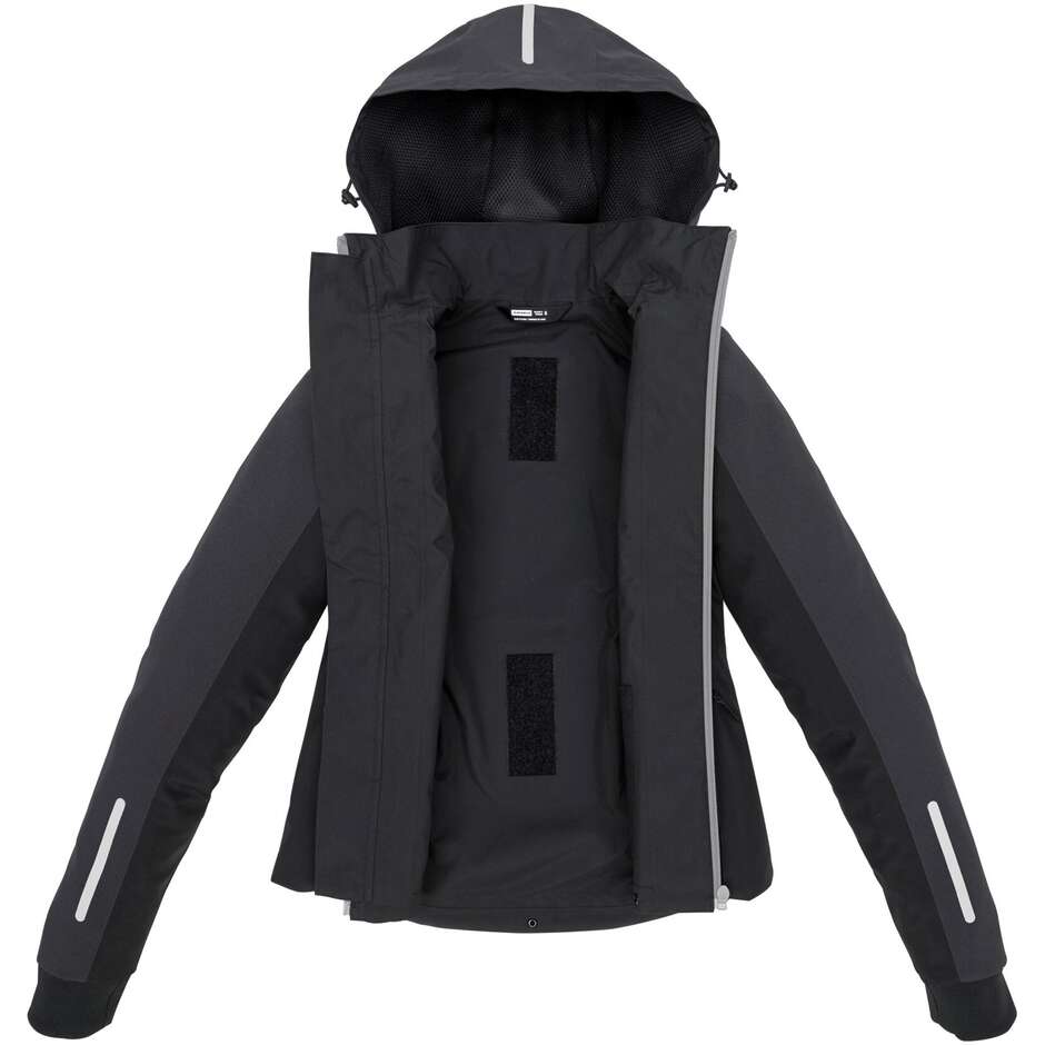 Giubbotto Moto Donna Spidi HOODIE H2OUT II LADY Nero Antracite Rosso fluo