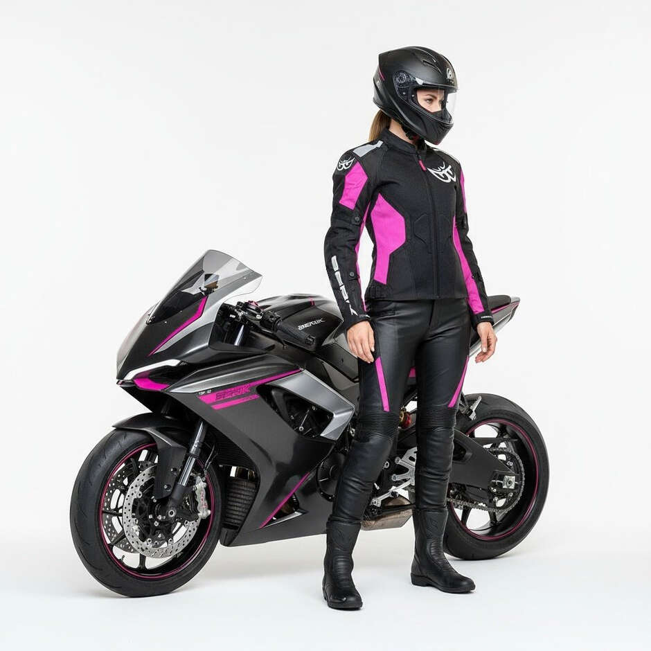 Giubbotto Moto Donna Traforato Berik 2.0 NJ-173315L Mesh Air Sfoderabile Nero Rosa