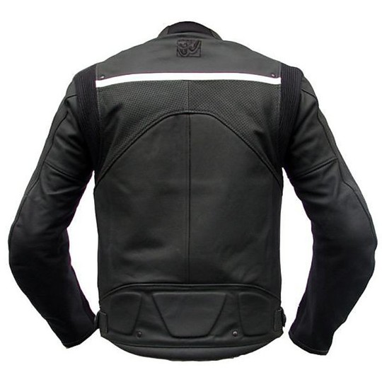 Giubbotto Moto in In Vera Pelle Berik Modello BRK69 Bianco/Nero