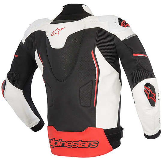 Giubbotto Moto In Pelle Alpinestars ATEM Leather Jacket Nero bianco Giallo Fluo