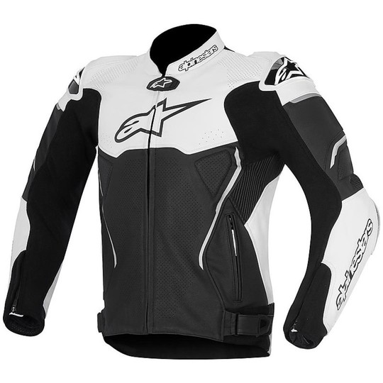 Giubbotto Moto In Pelle Alpinestars ATEM Leather Jacket Nero bianco 