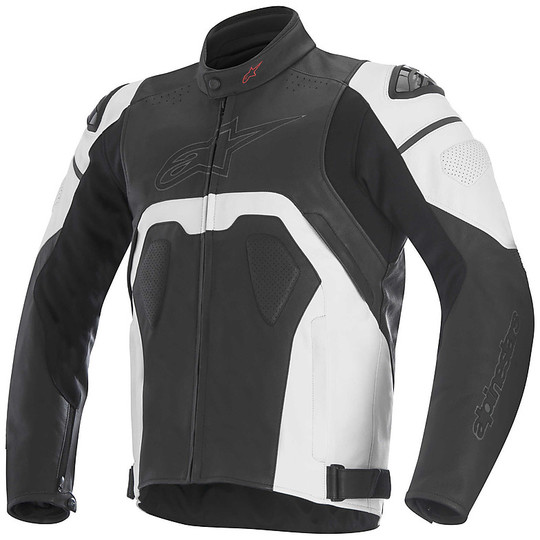 Giubbotto Moto In Pelle Alpinestars Core Leather Jacket Nero Bianco