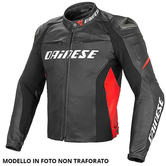 Giubbotto Moto In Pelle Dainese RACING D1 PELLE Perforata Nero Rosso