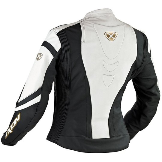 Giubbotto Moto In Pelle Lady Ixon Fulgura Bianco/Nero/Oro