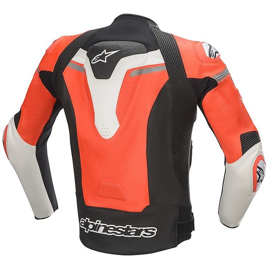 Giubbotto Moto in Pelle Racing Alpinestars MISSILE IGNITION AIRFLOW  Rosso Fluo Bianco Nero Tech-Air Compatible