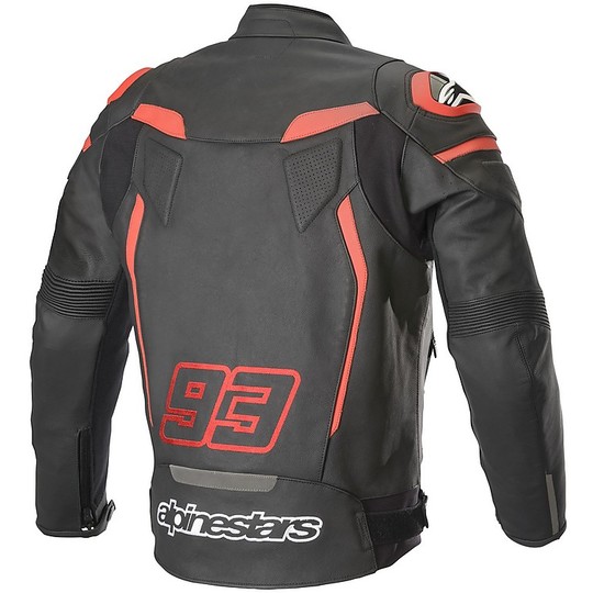 Giubbotto Moto in Pelle Racing Alpinestars MM93 Collection TWIN RING Nero Rosso