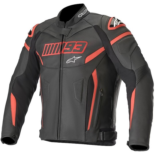 Giubbotto Moto in Pelle Racing Alpinestars MM93 Collection TWIN RING Nero Rosso
