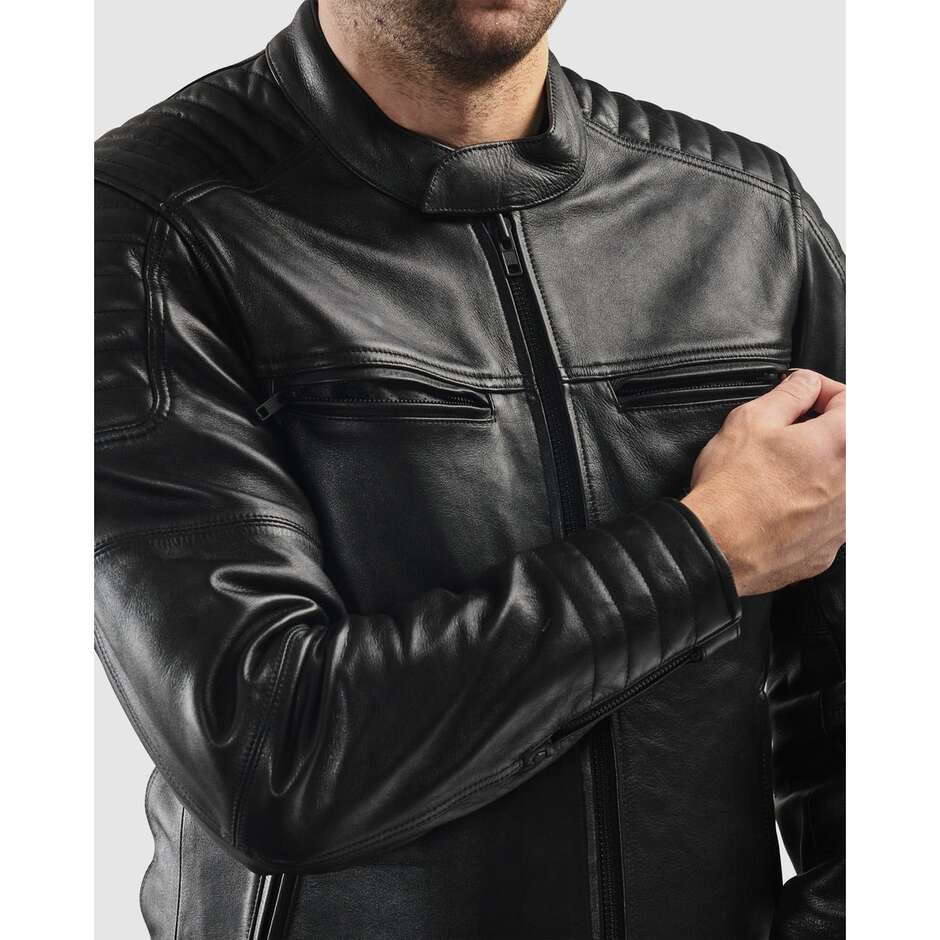 Giubbotto Moto In Pelle Rebelhorn HUNTER II Nero