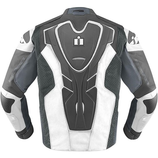 Giubbotto Moto In Pelle Tecnico Icon Hypersport Prime Jacket bianco