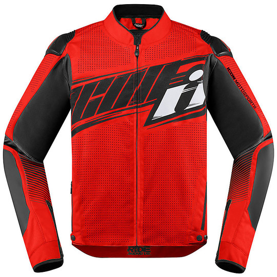 Giubbotto Moto In Tessuto Icon OVERLORD SB2 Prime Rosso