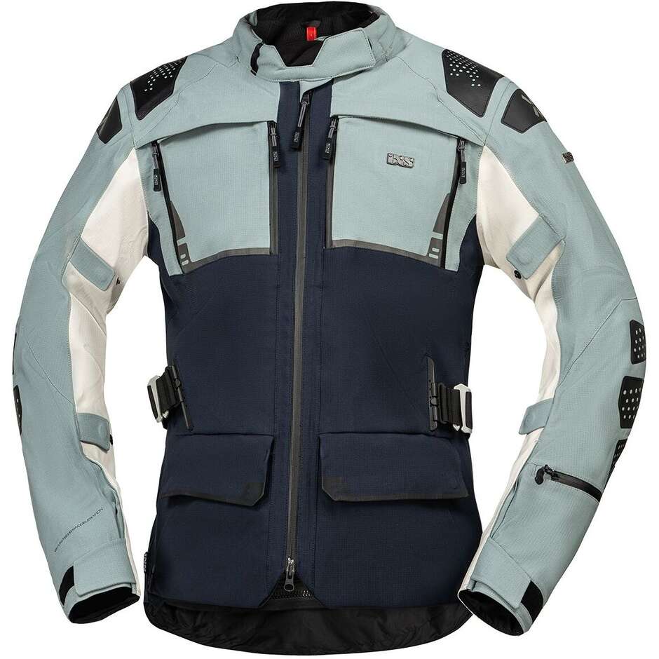 Giubbotto Moto iXS Tourster-STX 2.0 Laminato Blu Scuro - Blu - Grigio Freddo - Grigio