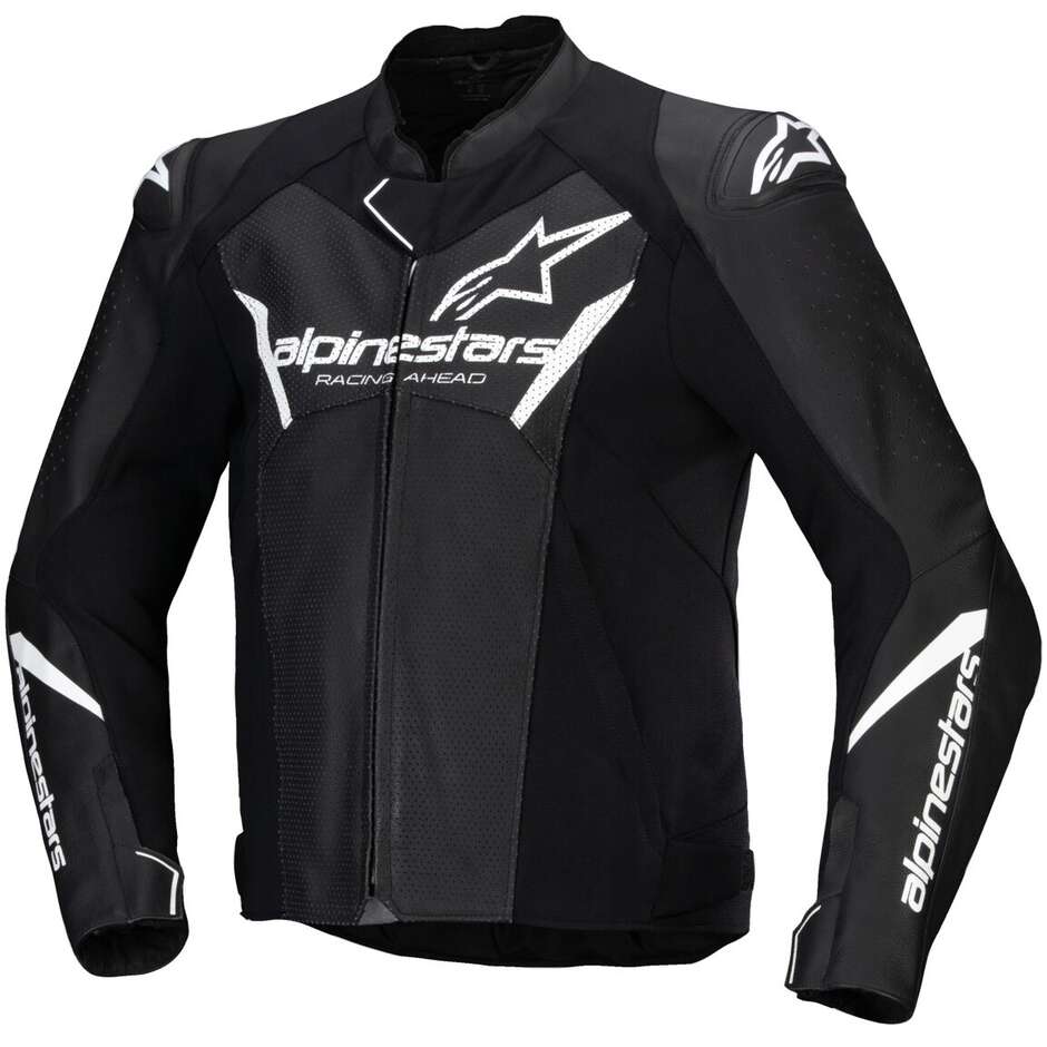 Giubbotto Moto Pelle Alpinestars FASTER V3 AIRFLOW Nero Bianco