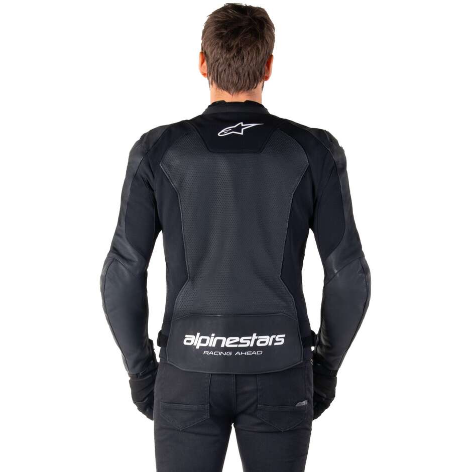 Giubbotto Moto Pelle Alpinestars FASTER V3 AIRFLOW Nero Bianco