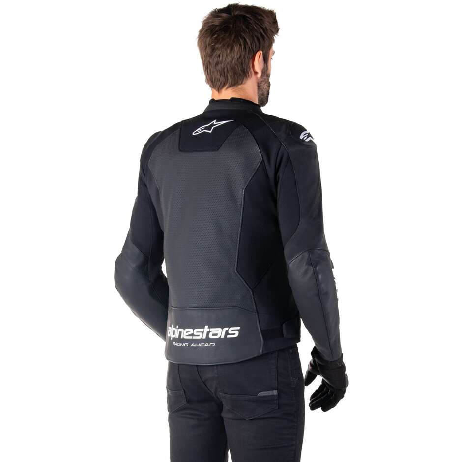 Giubbotto Moto Pelle Alpinestars FASTER V3 AIRFLOW Nero Bianco