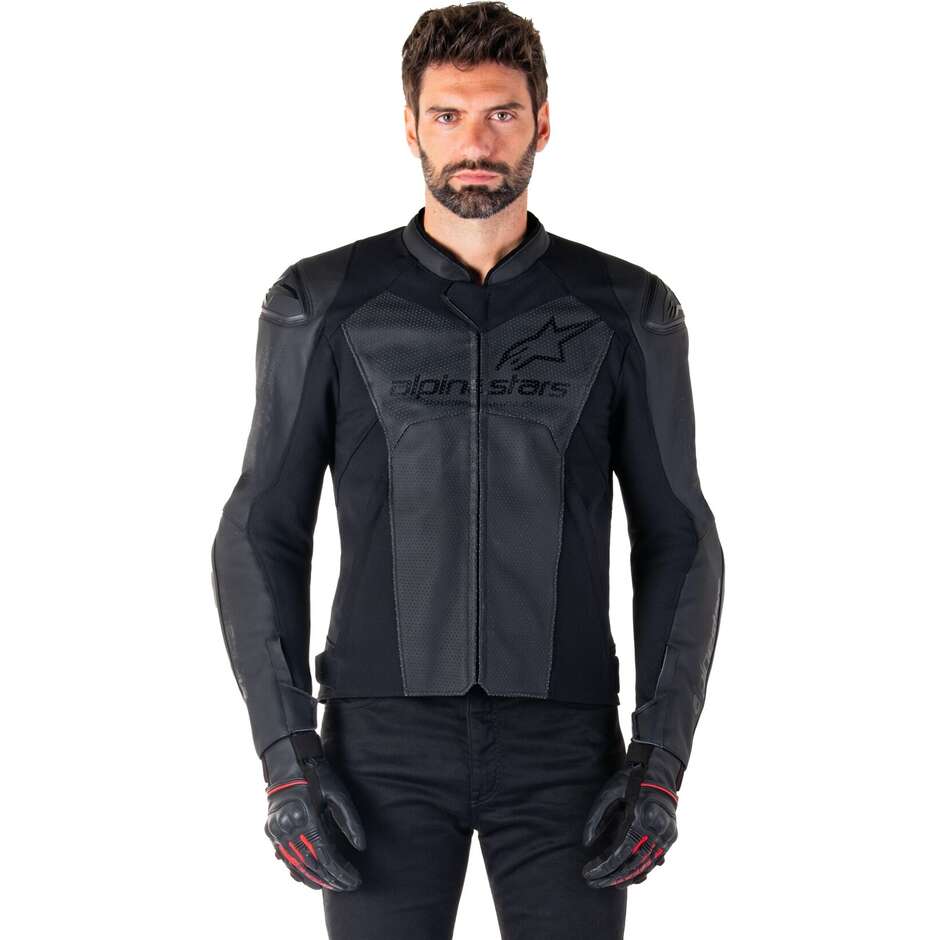 Giubbotto Moto Pelle Alpinestars FASTER V3 AIRFLOW Nero Nero