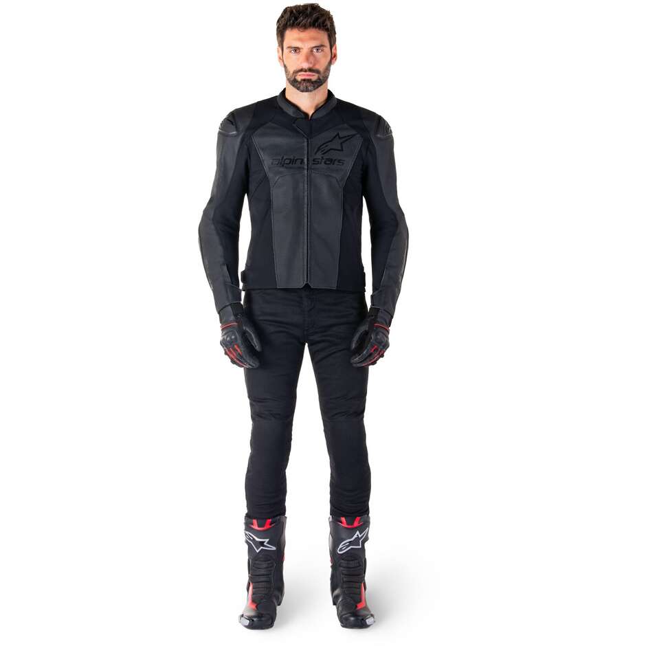Giubbotto Moto Pelle Alpinestars FASTER V3 AIRFLOW Nero Nero