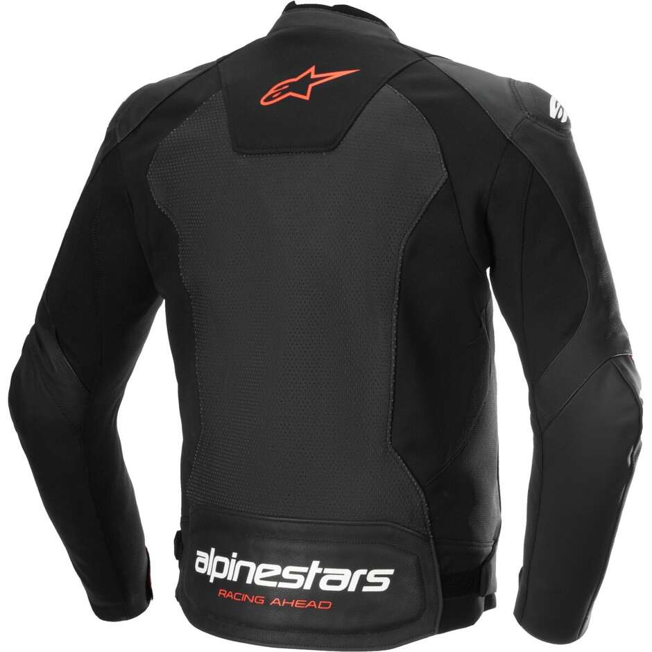 Giubbotto Moto Pelle Alpinestars FASTER V3 AIRFLOW Nero Rosso Fluo