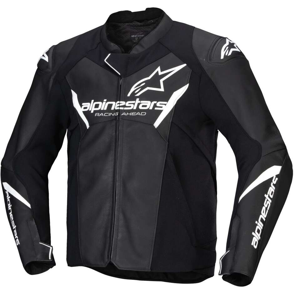 Giubbotto Moto Pelle Alpinestars FASTER V3 Nero Bianco