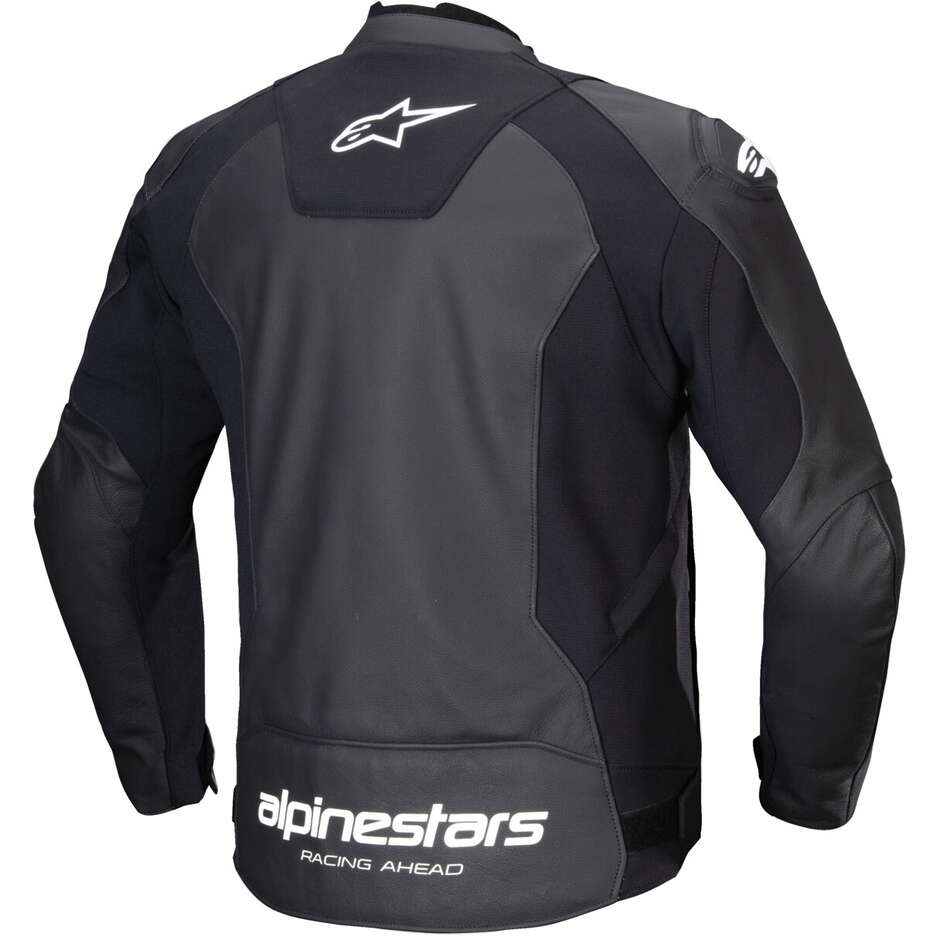 Giubbotto Moto Pelle Alpinestars FASTER V3 Nero Bianco