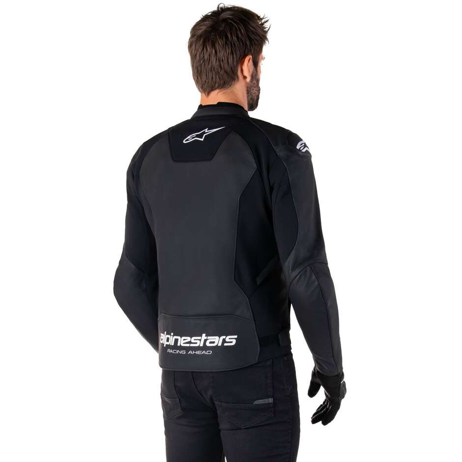 Giubbotto Moto Pelle Alpinestars FASTER V3 Nero Bianco