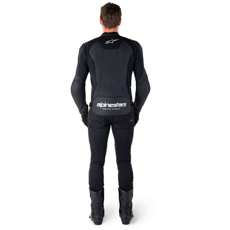 Giubbotto Moto Pelle Alpinestars FASTER V3 Nero Bianco