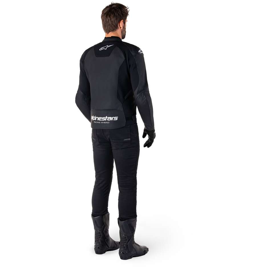 Giubbotto Moto Pelle Alpinestars FASTER V3 Nero Bianco