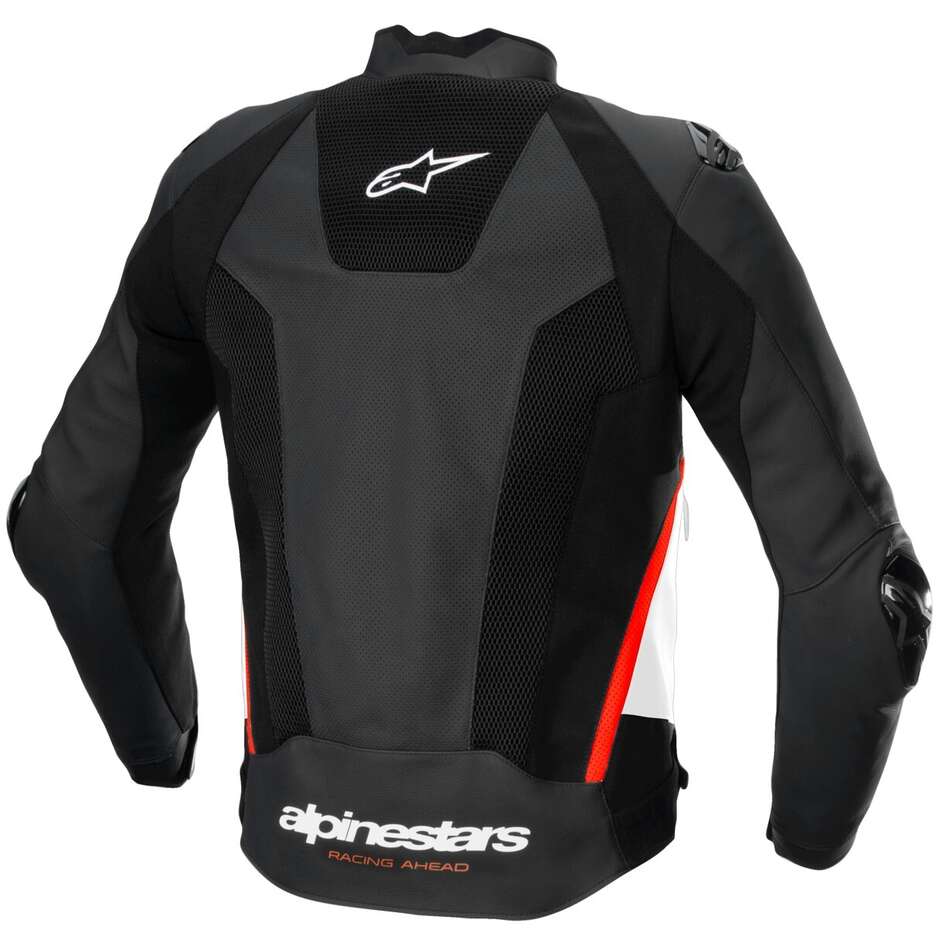 Giubbotto Moto Pelle Alpinestars MISSILE V3 AIRFLOW Nero Bianco Rosso Fluo