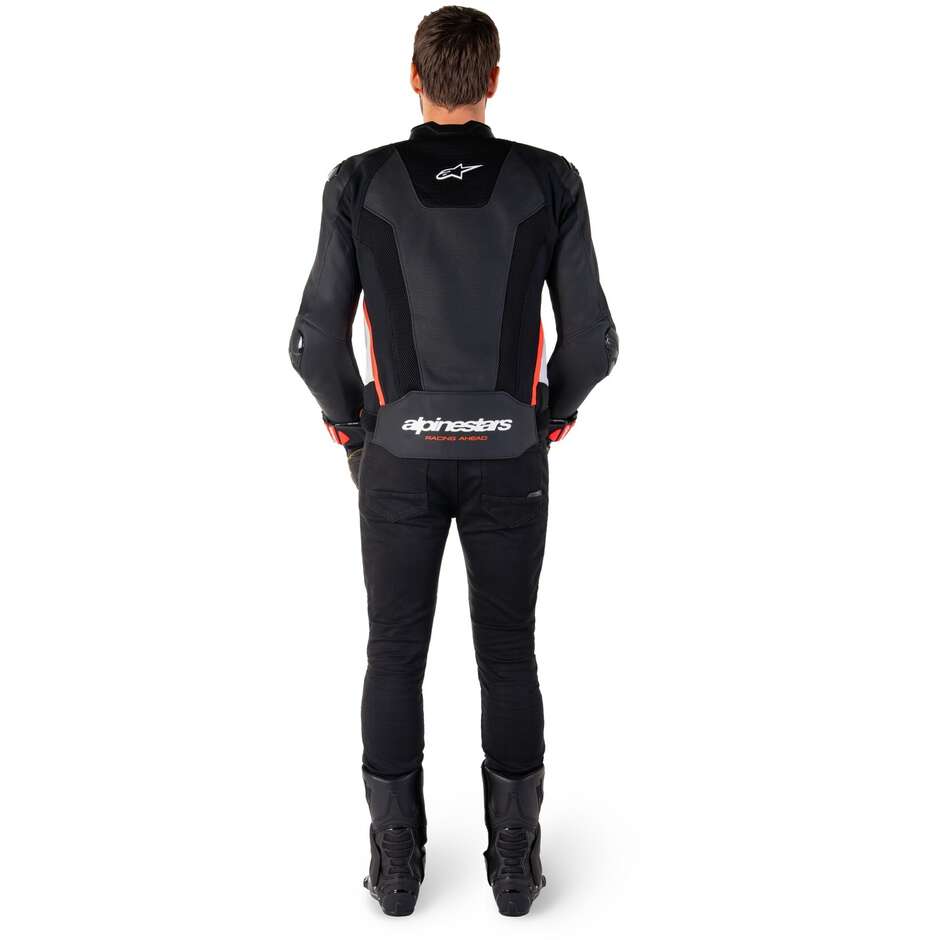 Giubbotto Moto Pelle Alpinestars MISSILE V3 AIRFLOW Nero Bianco Rosso Fluo