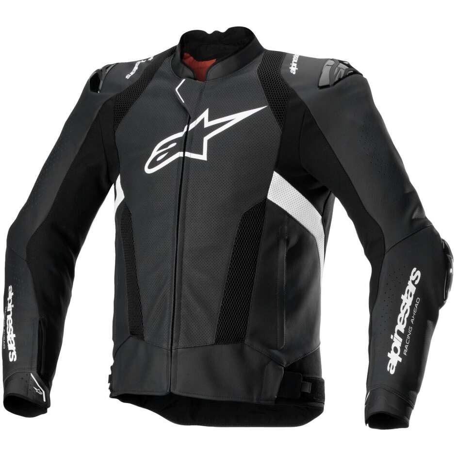 Giubbotto Moto Pelle Alpinestars MISSILE V3 AIRFLOW Nero Bianco