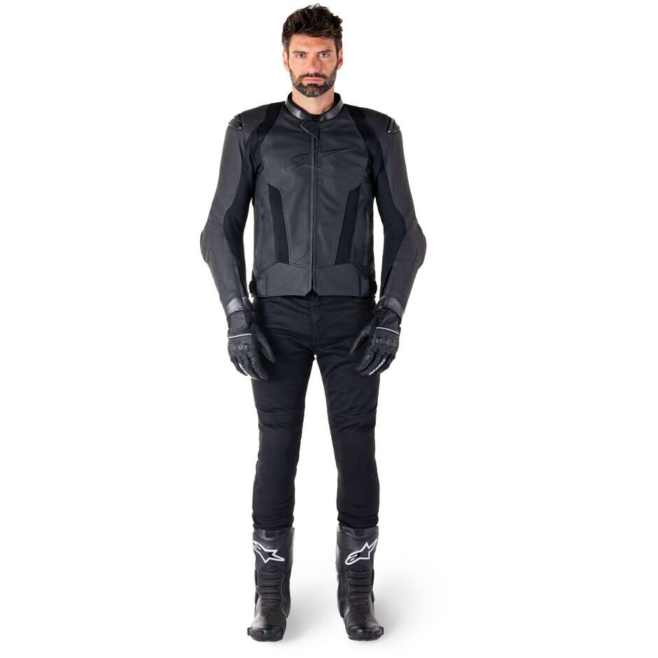 Giubbotto Moto Pelle Alpinestars MISSILE V3 AIRFLOW Nero Nero