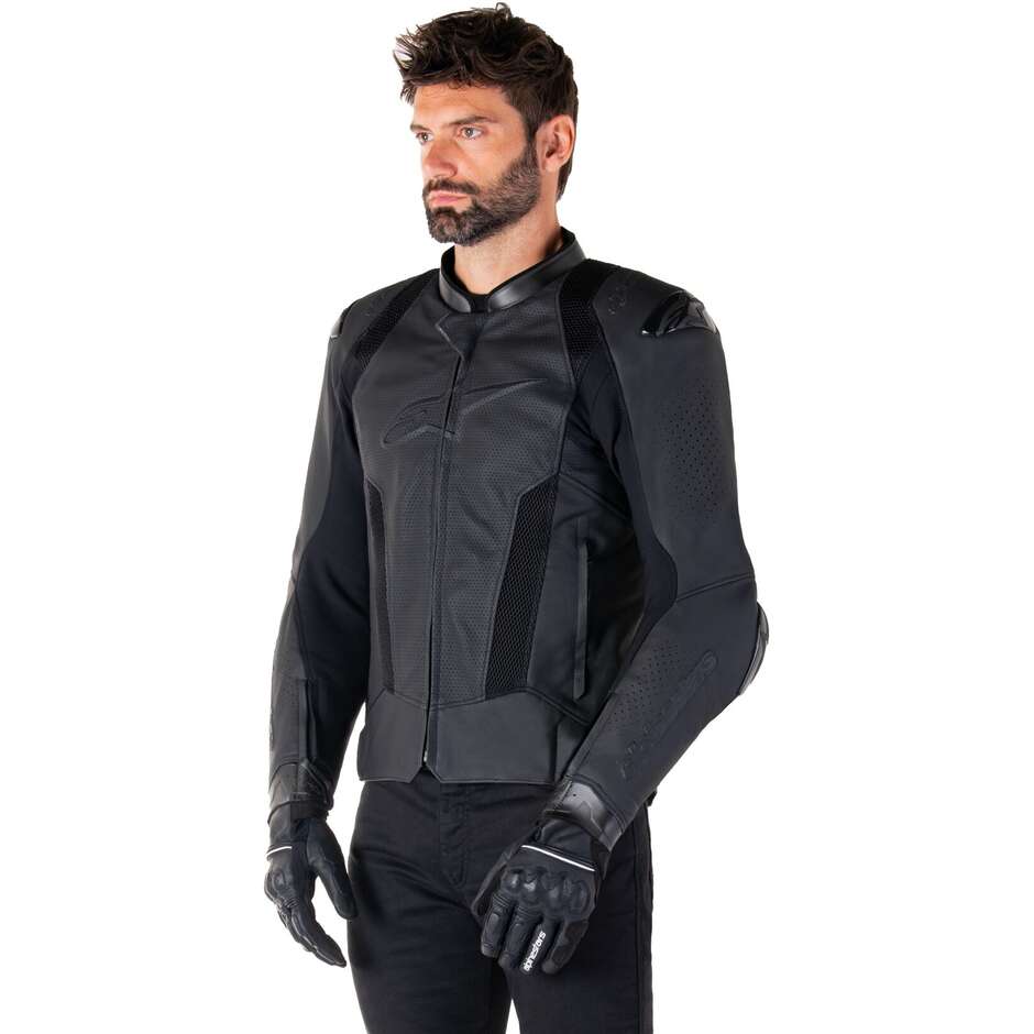 Giubbotto Moto Pelle Alpinestars MISSILE V3 AIRFLOW Nero Nero