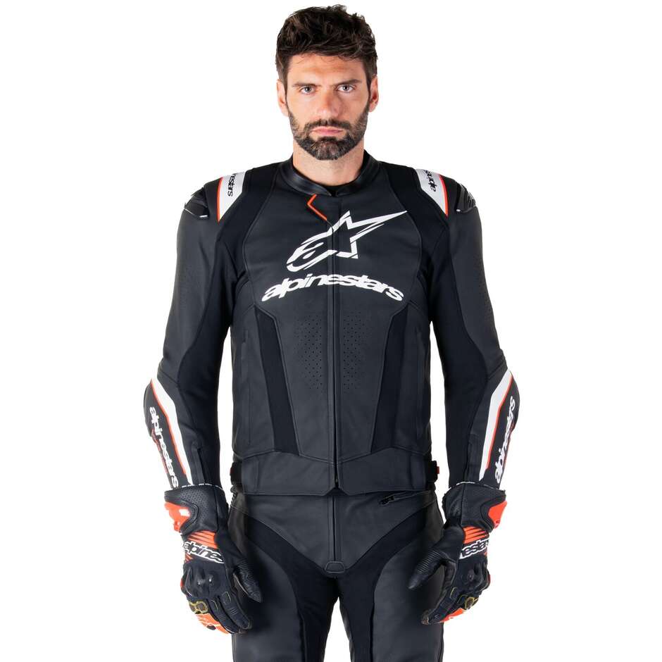 Giubbotto Moto Pelle Alpinestars MISSILE V3 IGNITION Nero Bianco
