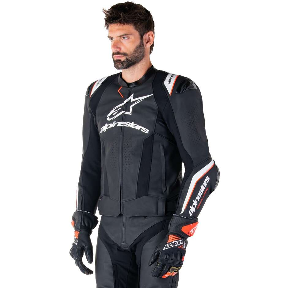 Giubbotto Moto Pelle Alpinestars MISSILE V3 IGNITION Nero Bianco