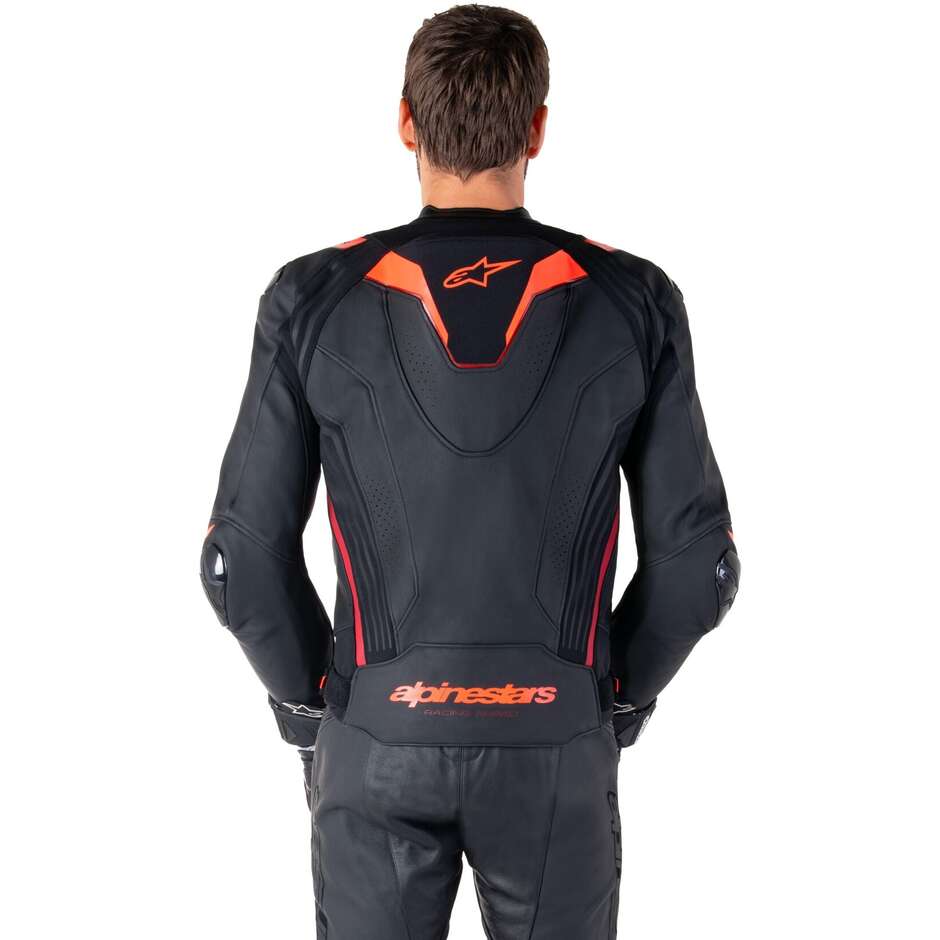 Giubbotto Moto Pelle Alpinestars MISSILE V3 IGNITION Nero Rosso Fluo Scuro Rosso