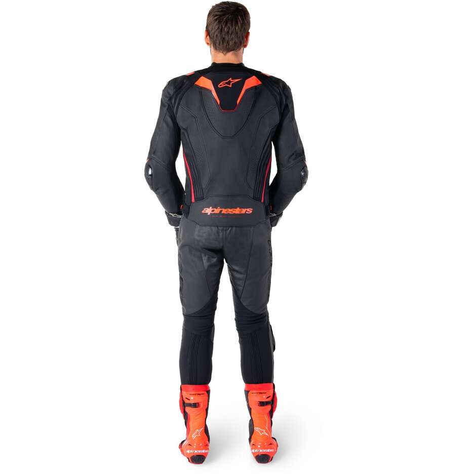 Giubbotto Moto Pelle Alpinestars MISSILE V3 IGNITION Nero Rosso Fluo Scuro Rosso