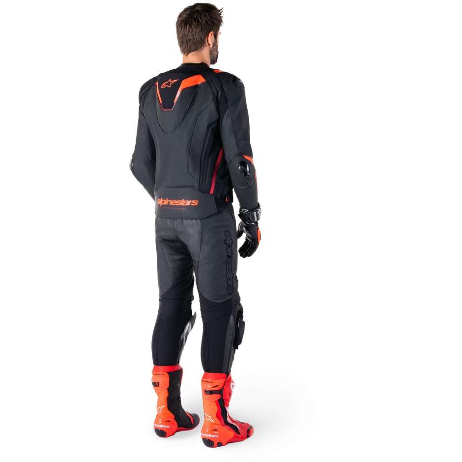Giubbotto Moto Pelle Alpinestars MISSILE V3 IGNITION Nero Rosso Fluo Scuro Rosso