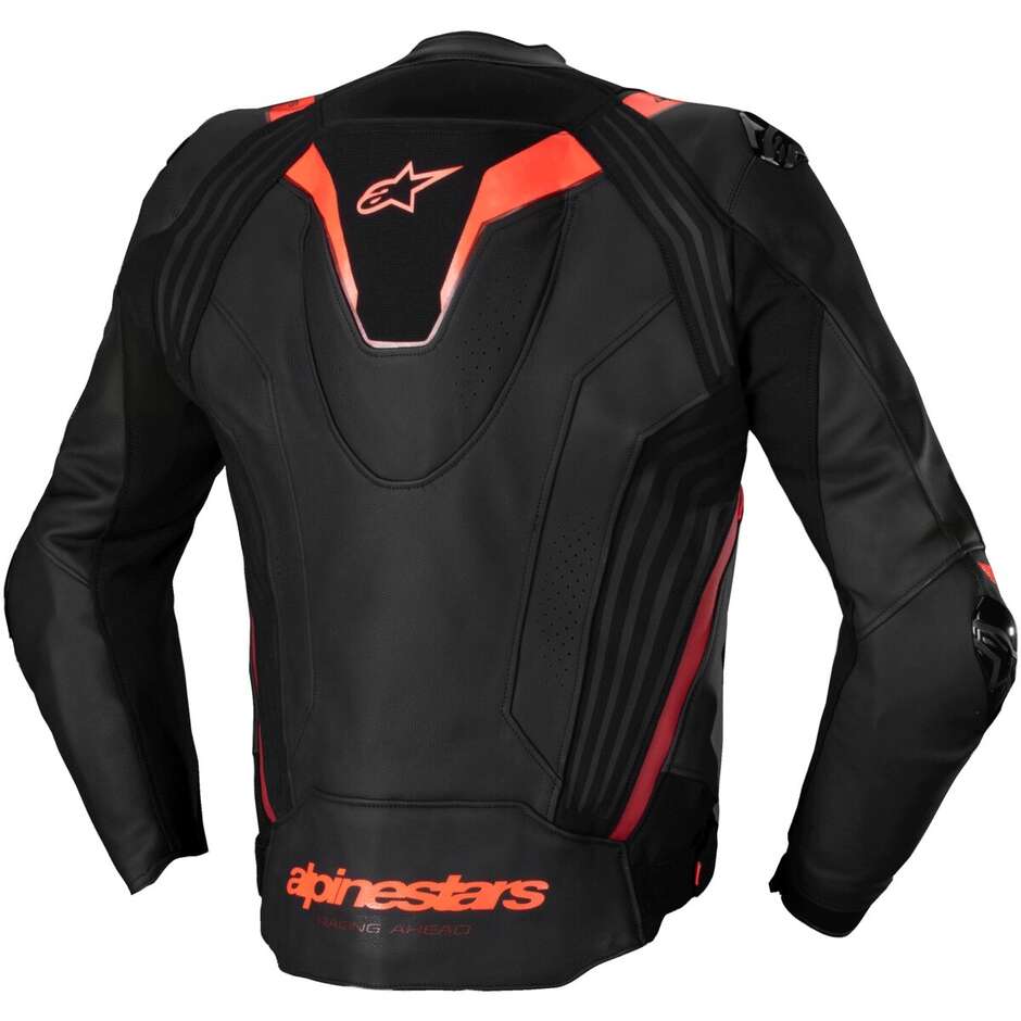 Giubbotto Moto Pelle Alpinestars MISSILE V3 IGNITION Nero Rosso Fluo Scuro Rosso