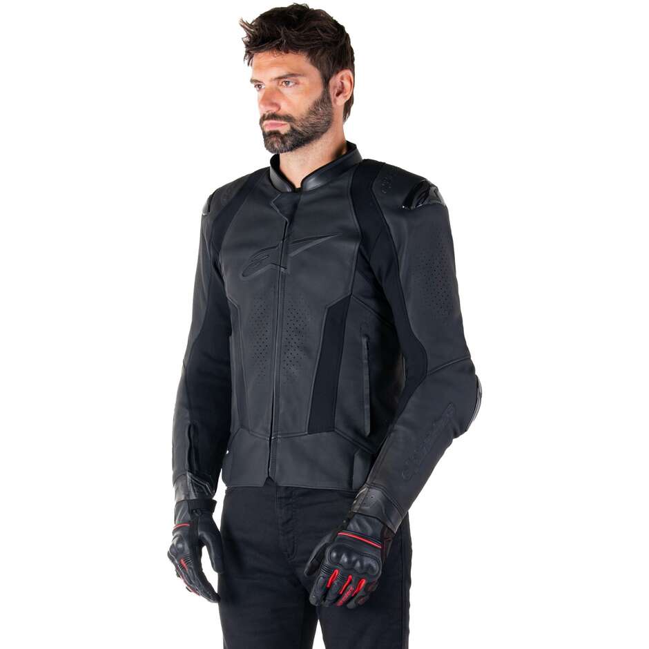 Giubbotto Moto Pelle Alpinestars MISSILE V3 Nero Nero