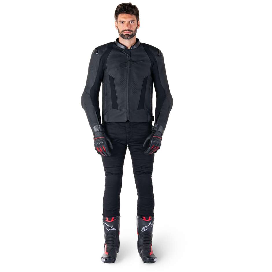 Giubbotto Moto Pelle Alpinestars MISSILE V3 Nero Nero